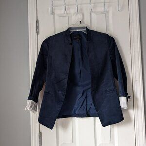 Women's Banana Republic Long & Lean Blazer, Blue, Velvet, Cuffed, Size 0P